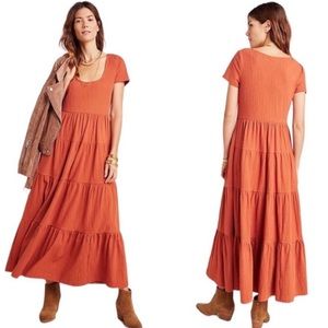 Anthro MAEVE Burnt Orange Gillian Tiered Maxi Dess
With Pockets